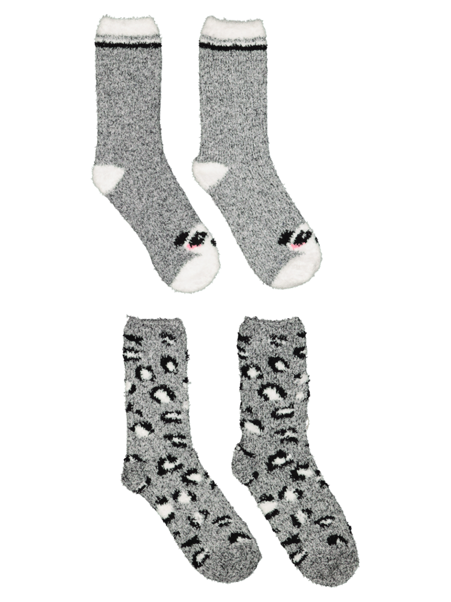 2-Pack Fluffy Crew Socks