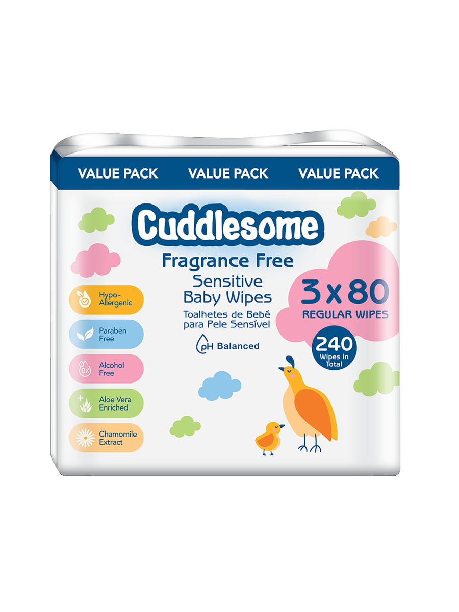 Cuddlesome sensitive Baby Wipes Value Pack 3X80s