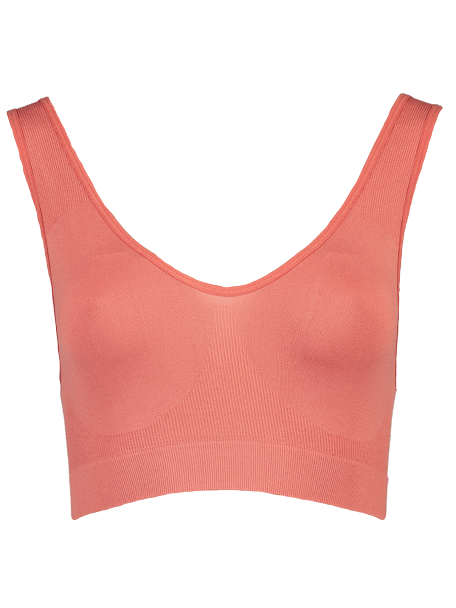 Pink Ribbed Seamless Bra
