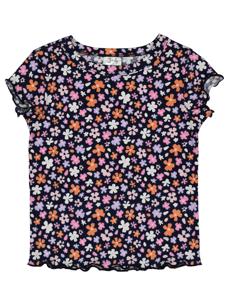 Floral Print Rib Top