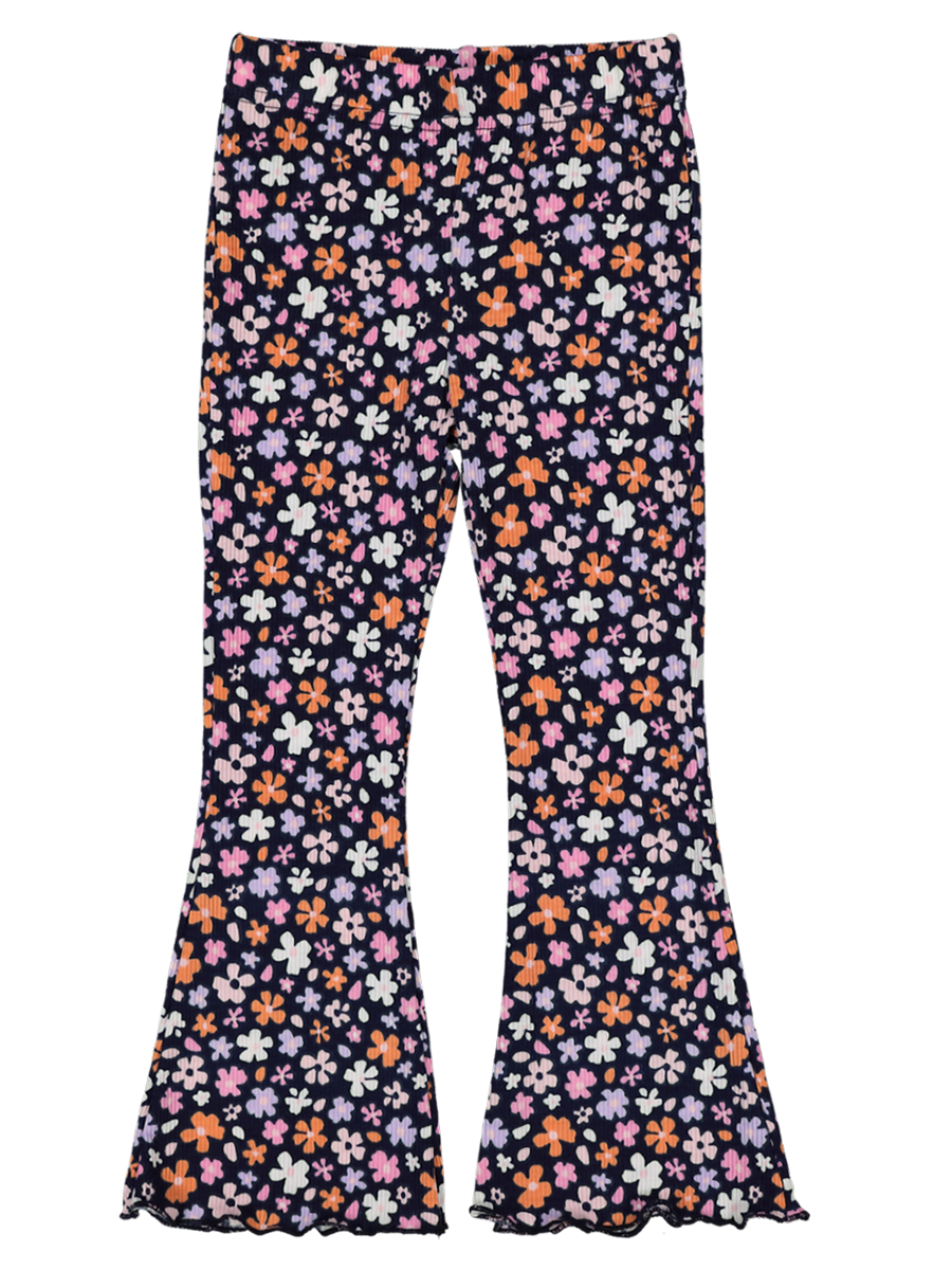 Floral Print Rib Pants