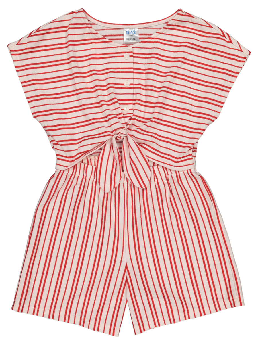 Red & White Striped Shortall