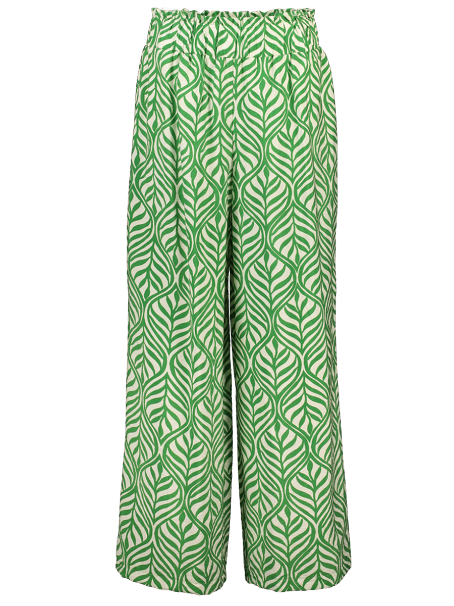 Wide Green Leaf Pattern Trousers