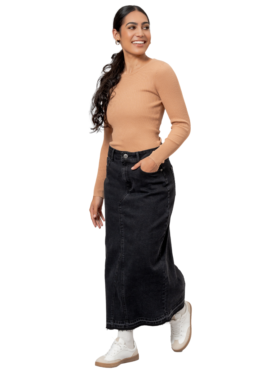 Denim Skirt With Back Slit – PEP Online