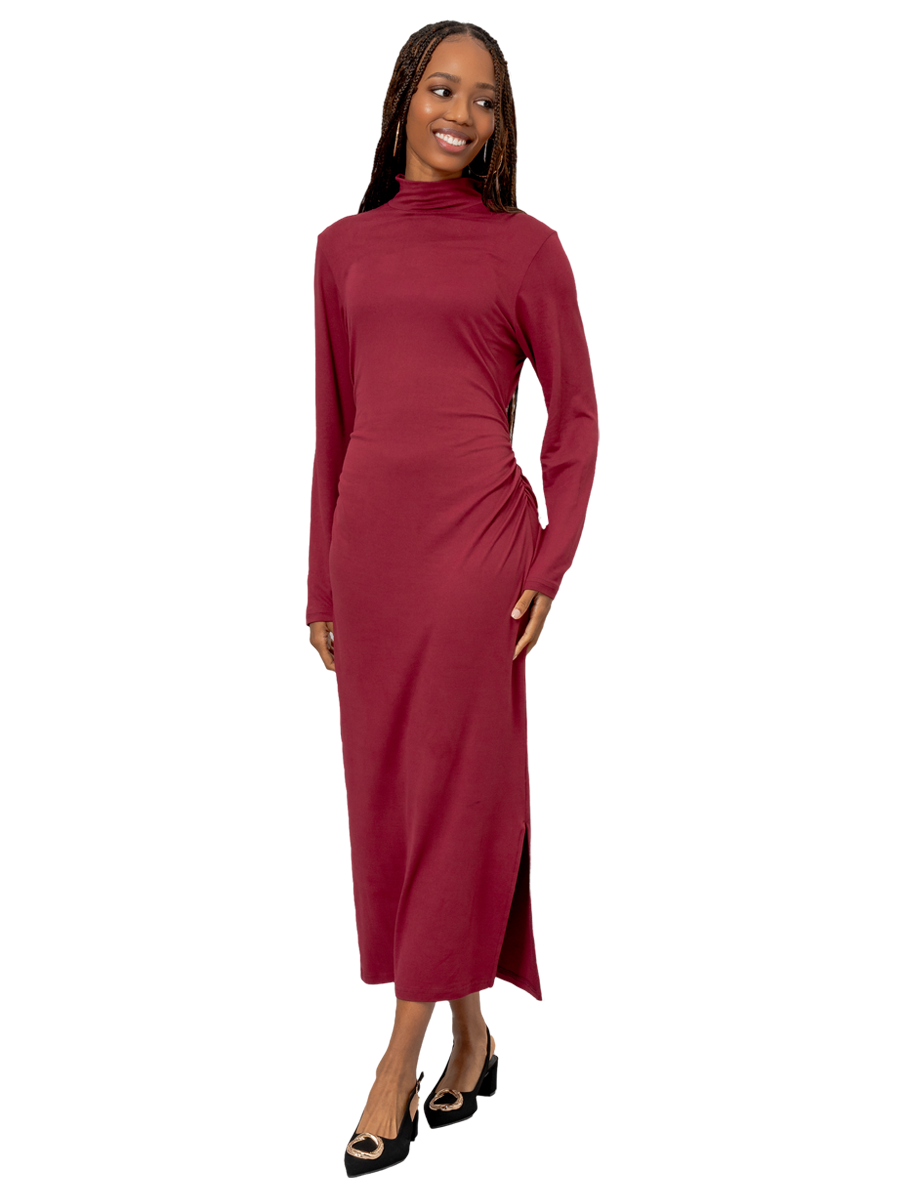 Knit Neckline Midi Dress