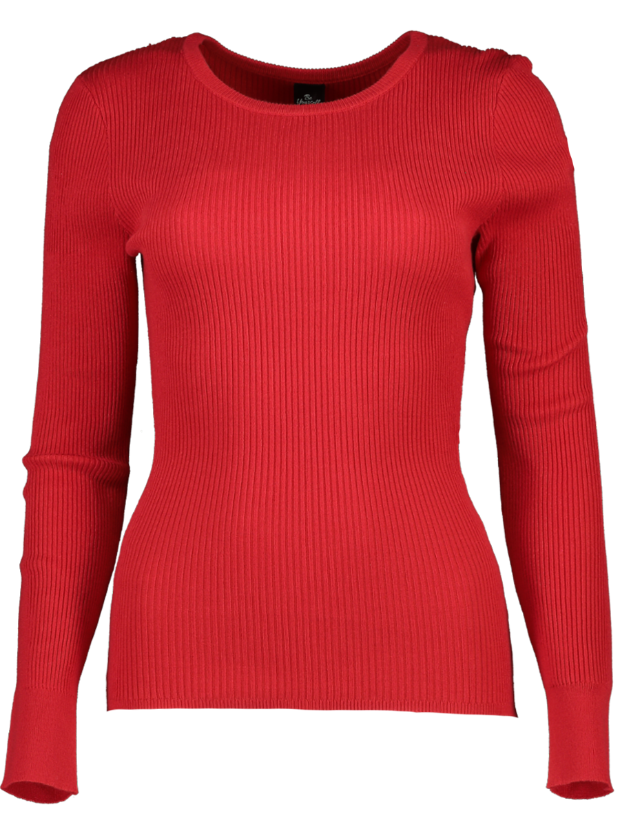 Red Knit Rib Top