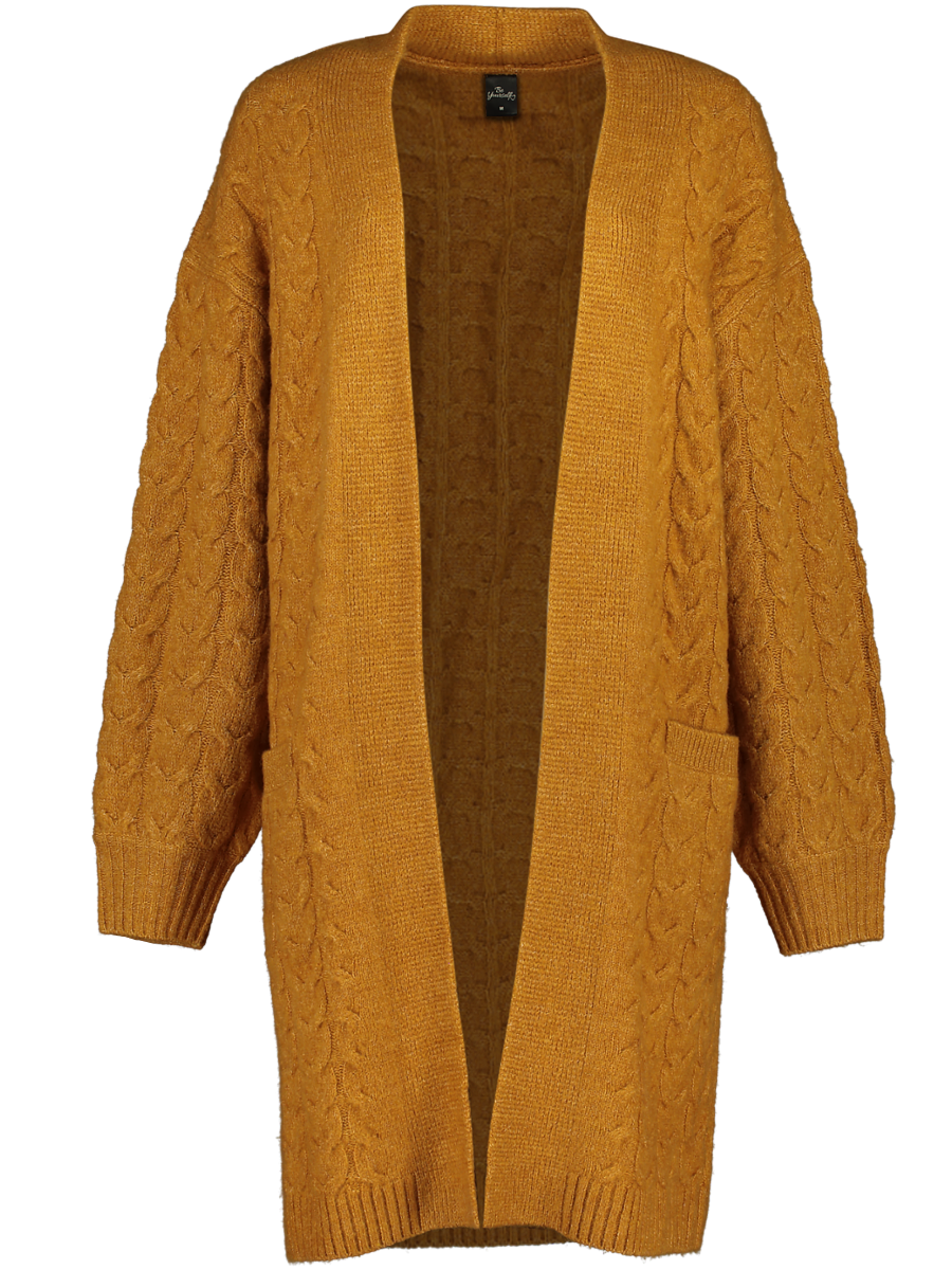 Mustard Yellow Cable-Knit Cardigan
