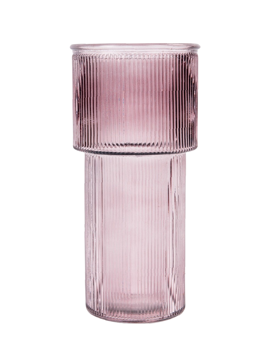 Pink Ribbed Vase