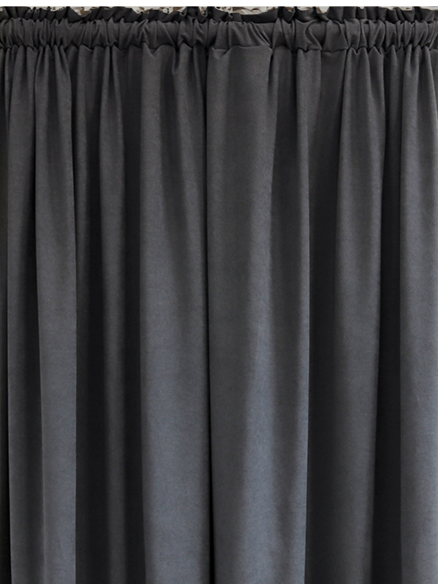 Unlined Faux Velvet Curtain Charcoal