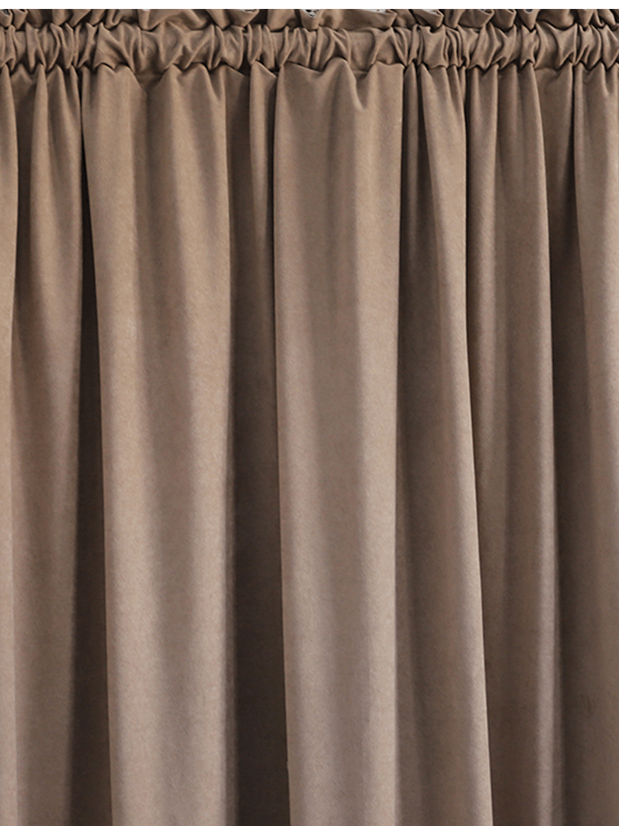 Unlined Faux Velvet Curtain Taupe