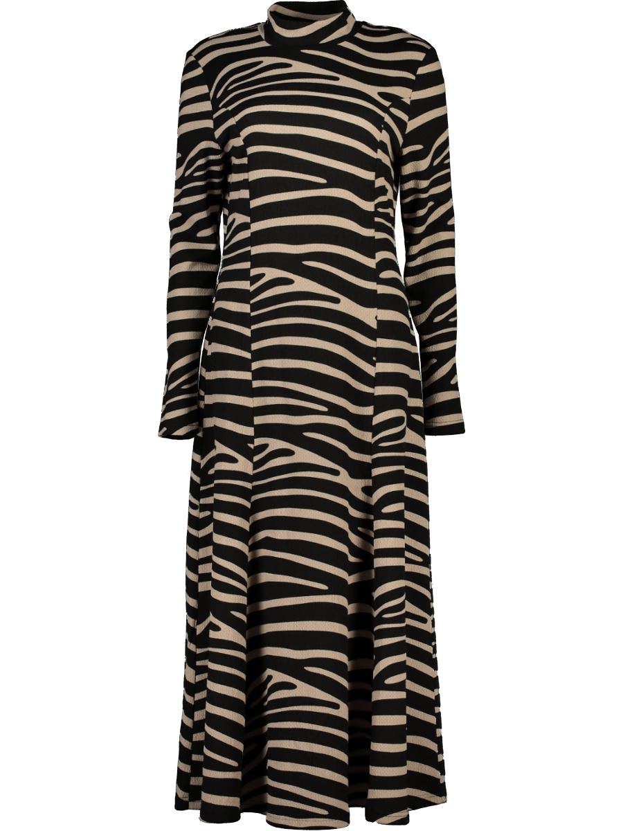 Mock Neck Animal Print Long Sleeve Dress