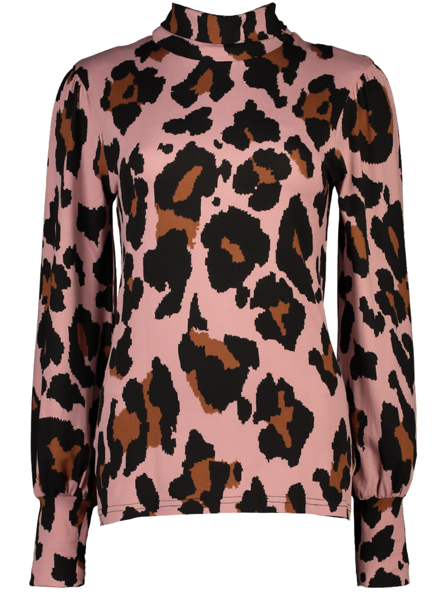 Hi-Neck Giraffe Print Long Sleeve Top