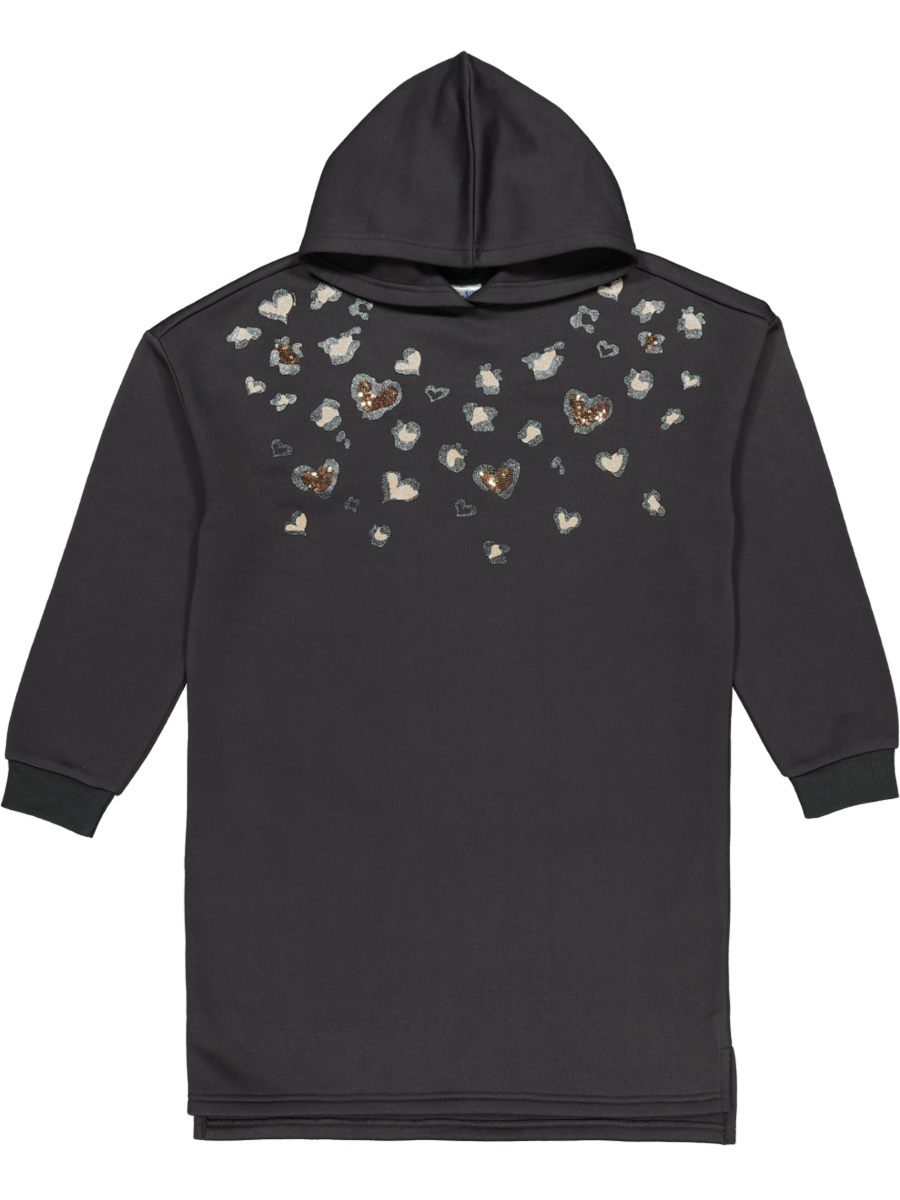 Heart Printed Hoodie Dress