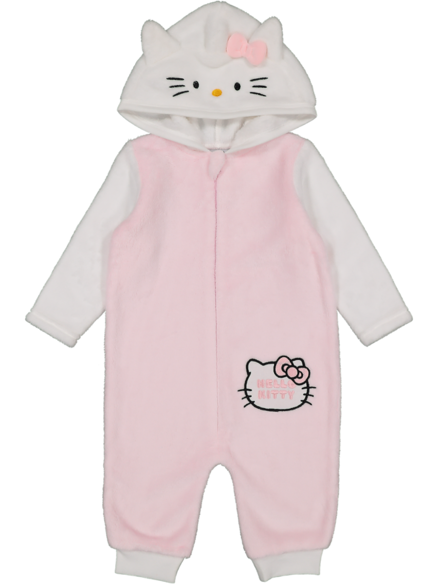 Hello Kitty Zachte Fluffy Onesie Pyjama Met Capuchon Voor Meisjes - Roze