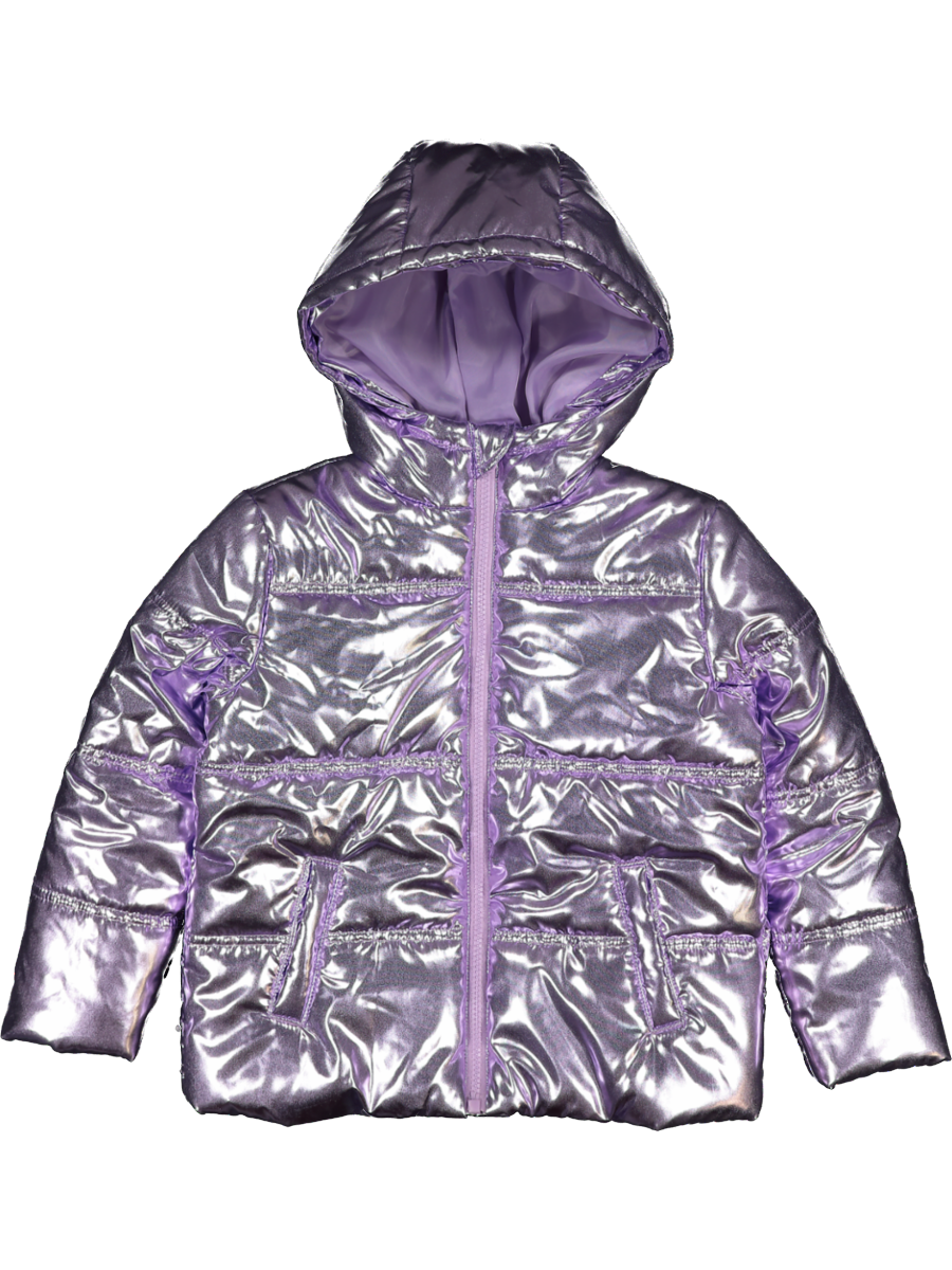 Purple Glitter Puffer Jacket
