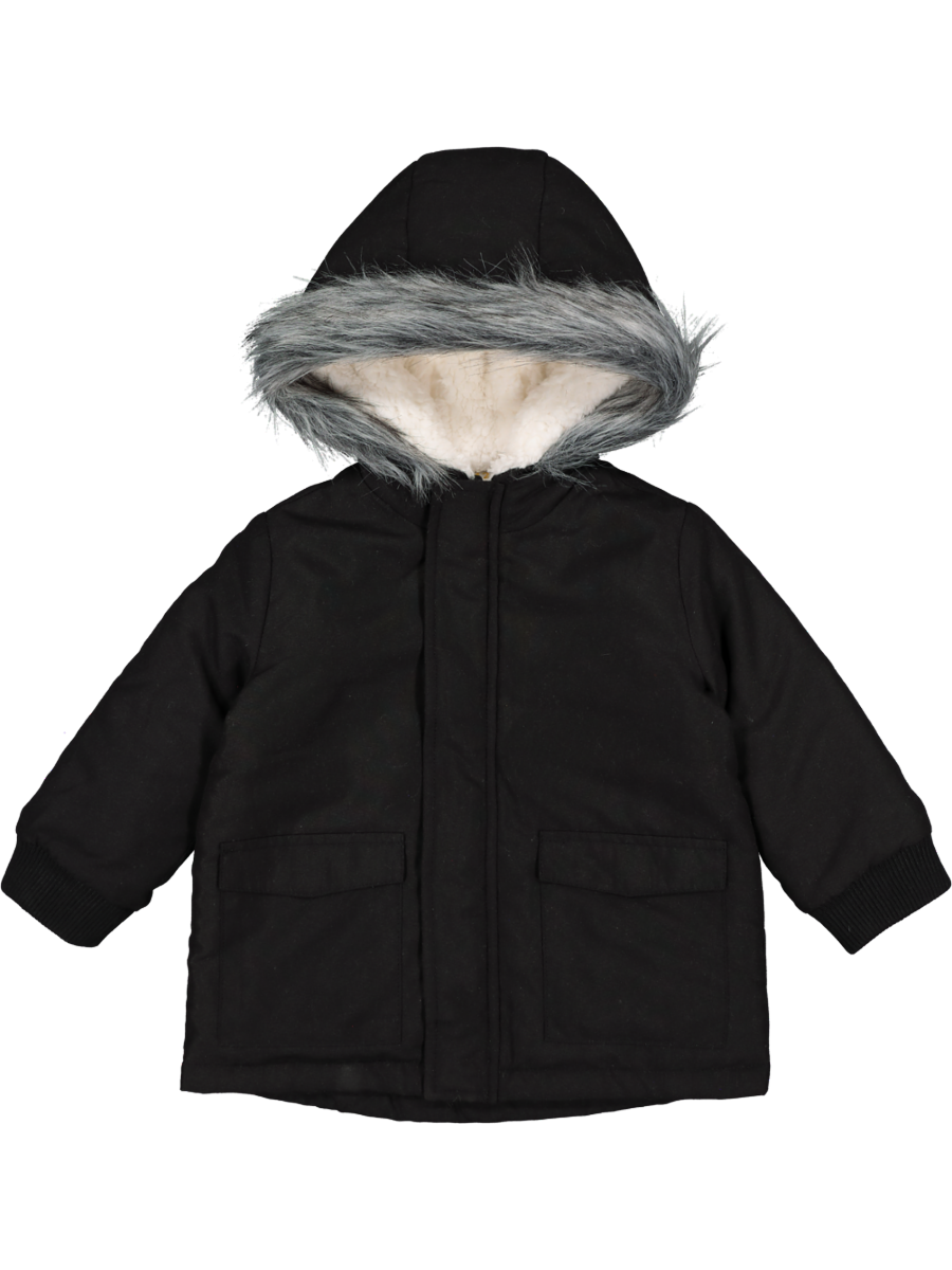 Black Faux Fur Parka Jacket