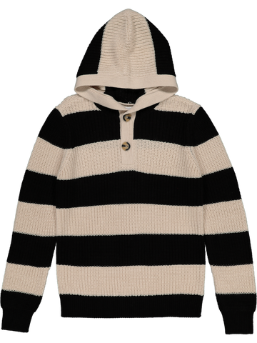 Striped Knit Hooded Sweater
