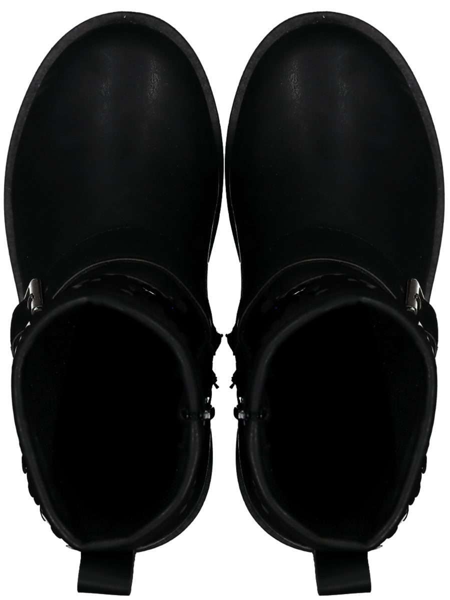 Black Buckle Strap Ankle Boot