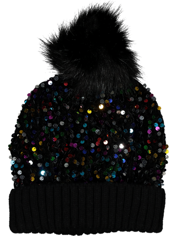 Black Spark Pom Pom Beanie