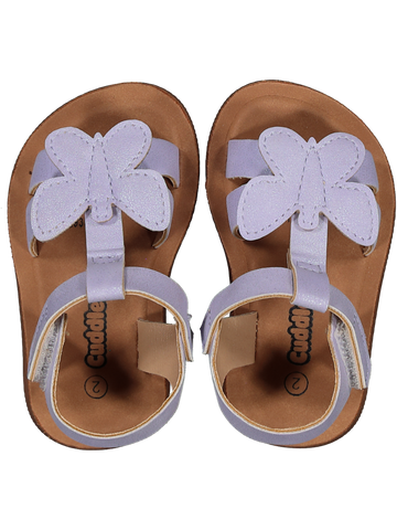 Purple Fur Faux Leather Sandals
