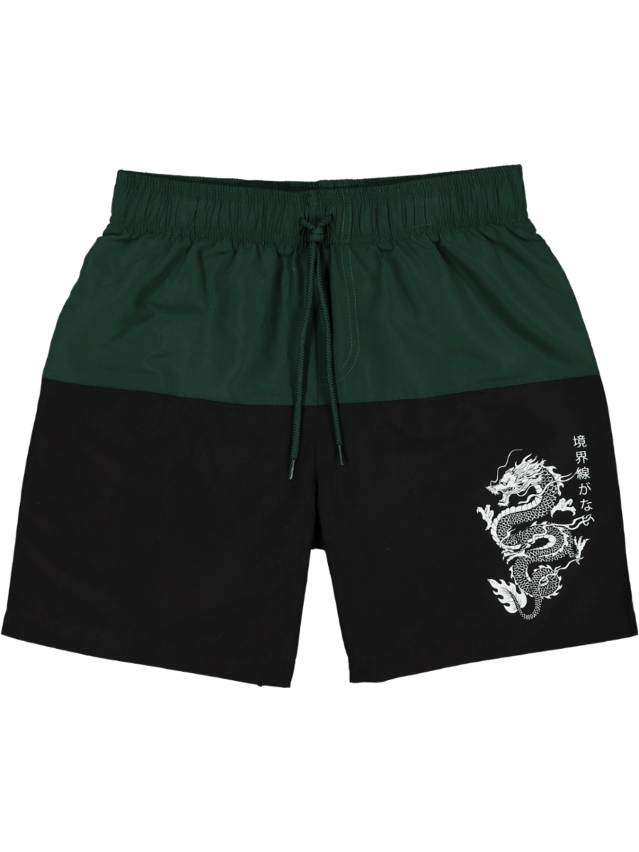 Black Printed Swim Shorts