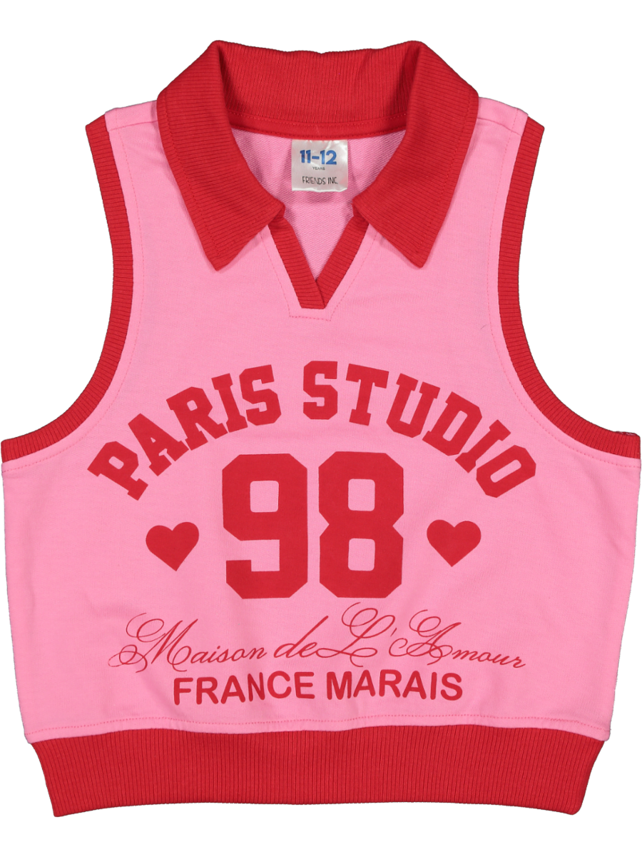 Pink Ribbed Fashion Vest