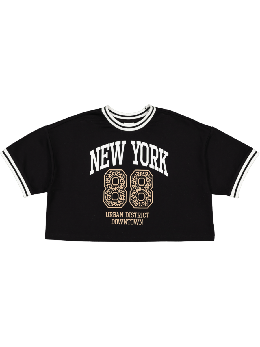 Black Printed Crop Top