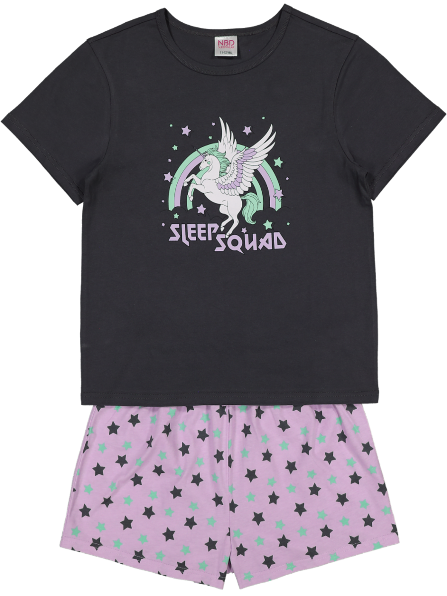 Black Unicorn Short Sleeve Pyjama Set