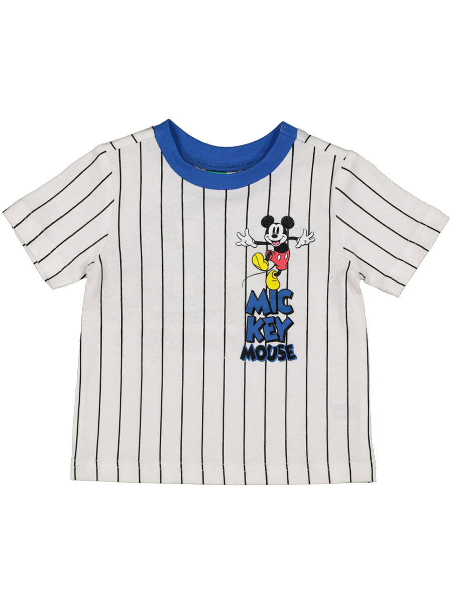 White Stripe Mickey Mouse T-Shirt