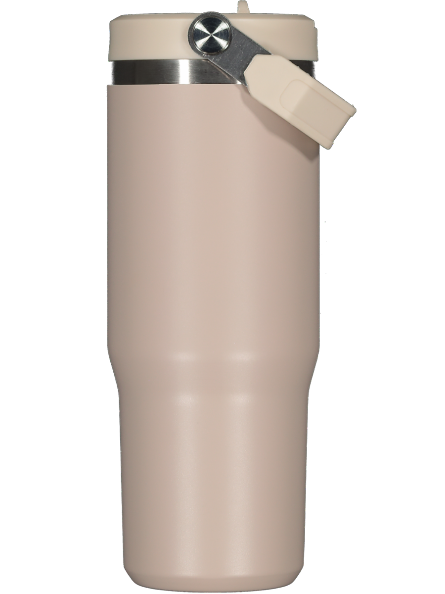 Taupe Stainless Steel Bottle With Flip Straw 890ml