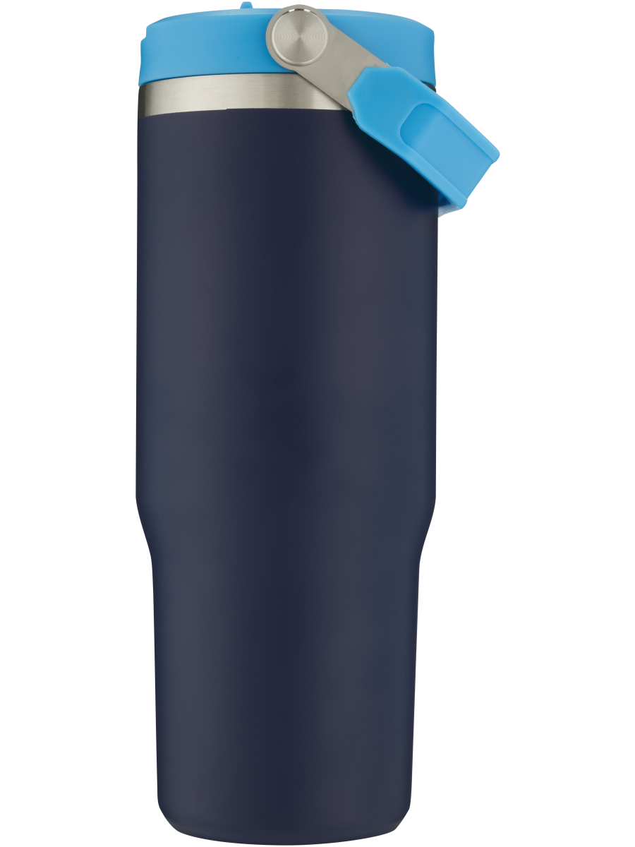 Navy Stainless Steel Bottle With Flip Straw 890ml
