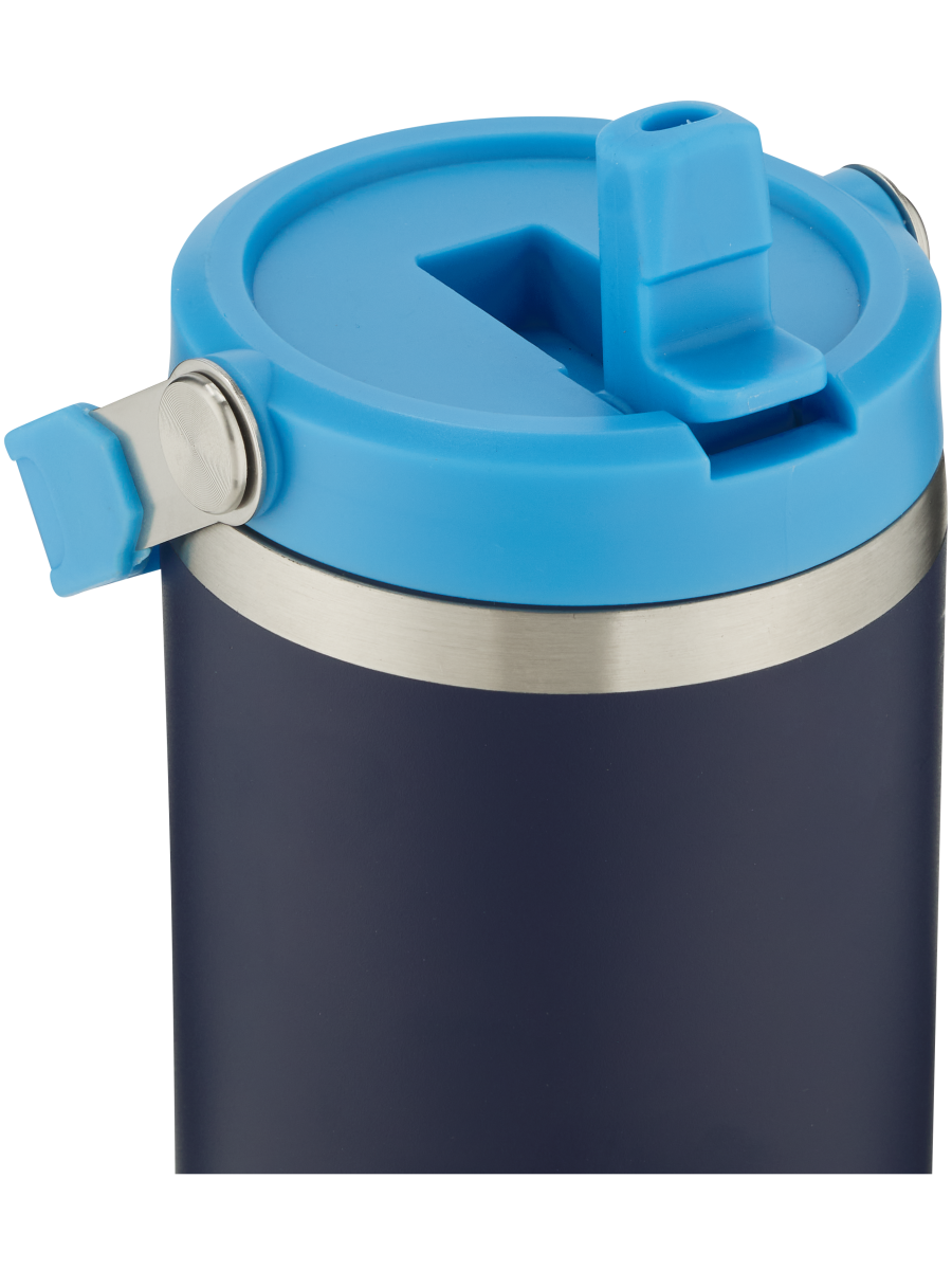 Navy Stainless Steel Bottle With Flip Straw 890ml