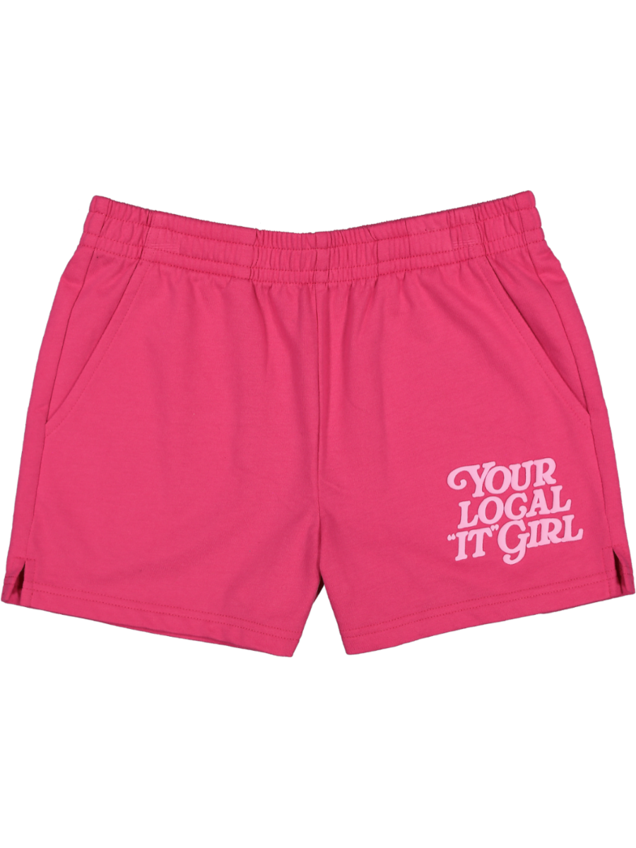 Pink Knit Printed Shorts