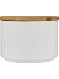 Ceramic Sugar Pot With Wooden Lid 10x10cm