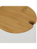 Ceramic Sugar Pot With Wooden Lid 10x10cm (1)