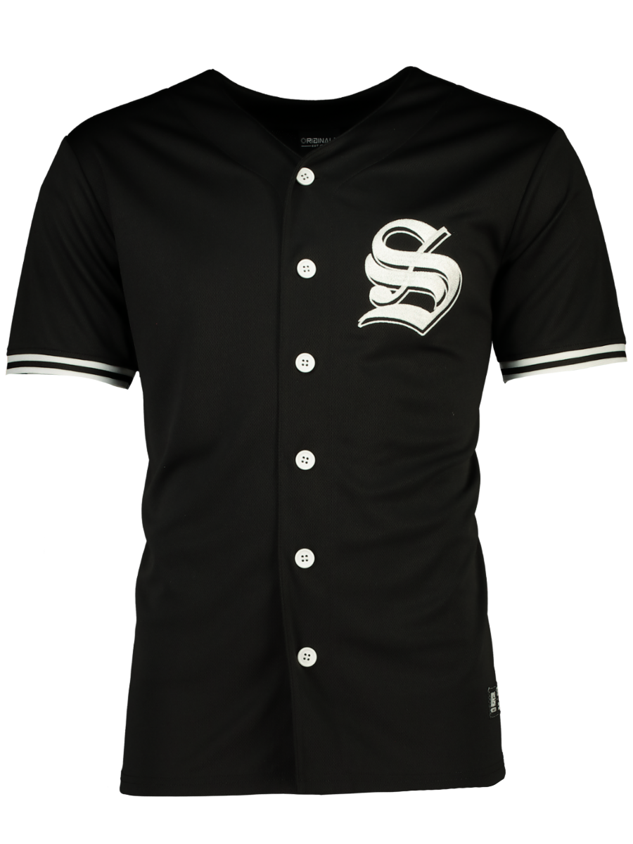 Black Button Through Baseball T-Shirt