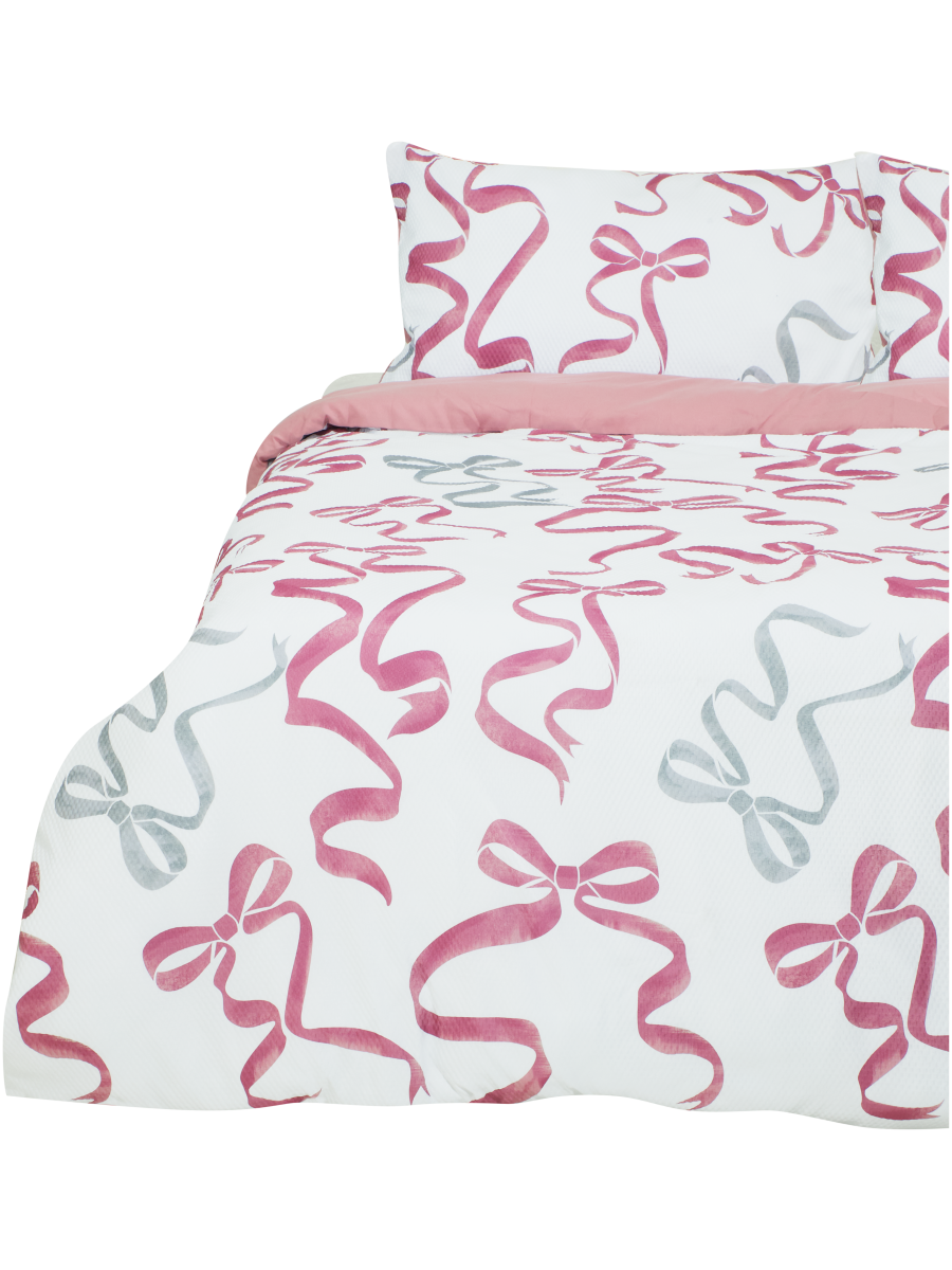 Bows Textured Duvet Cover Set Double