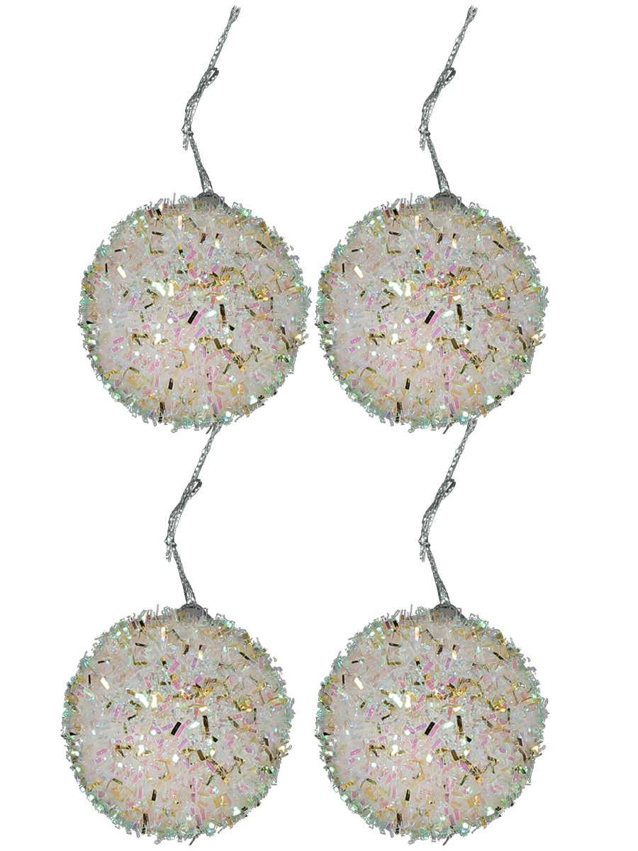 4 Pack Tinsel Foam Baubles
