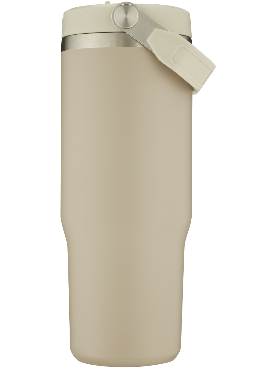 Taupe Stainless Steel Bottle With Flip Straw 890ml