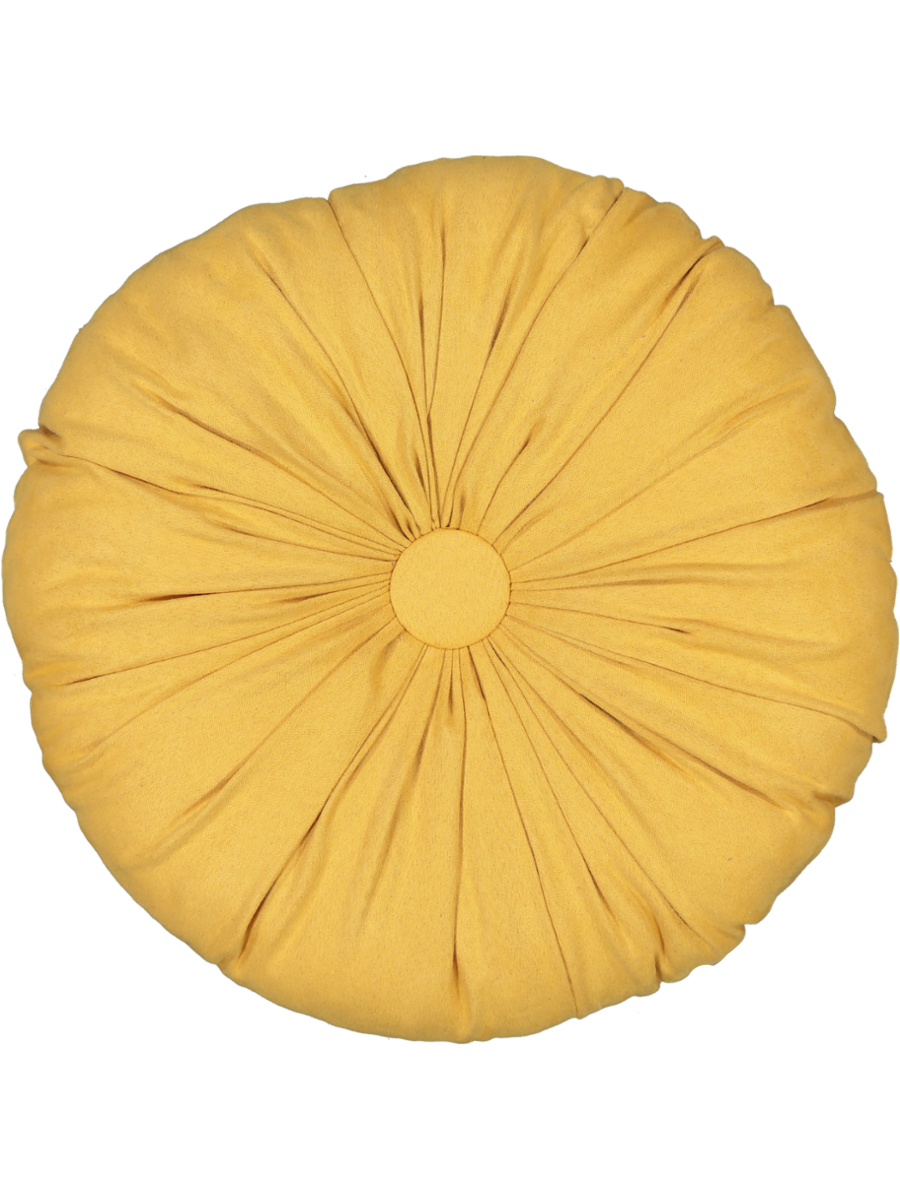 Yellow Velvet Round Scatter Cushion