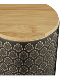 Ceramic Leaf Surfaced With Wooden Lid Canister 12x11cm (1)