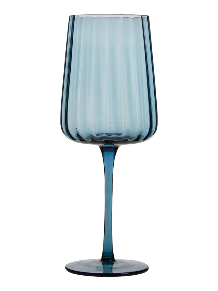 Blue Fluted Glass Wine Goblet 7.5x7.5x20.5cm – PEP Online