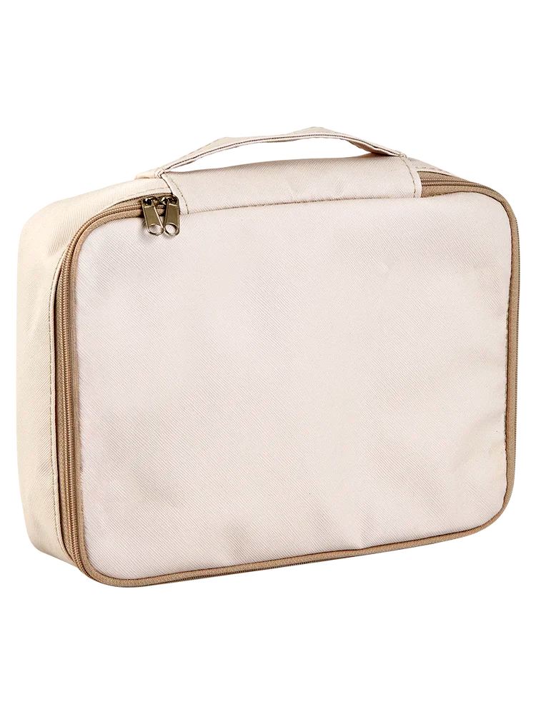 Beige Travel Makeup Organizer Bag with Zipper – PEP Online