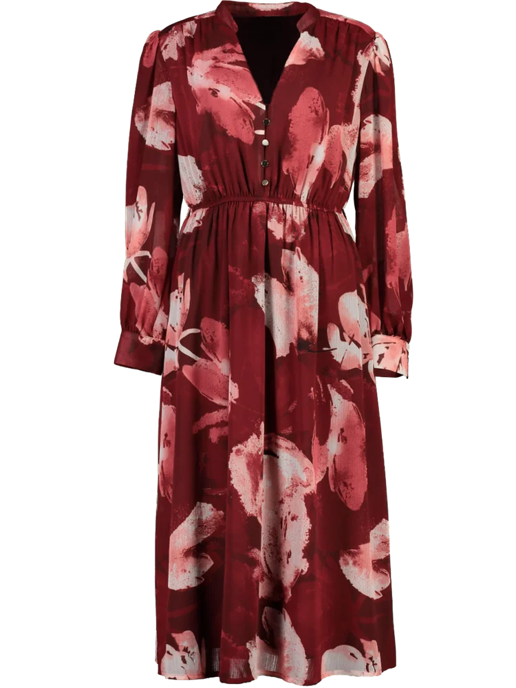 Burgundy Floral Midi Dress PEP Online Burgundy Floral Midi Dress PEP Online