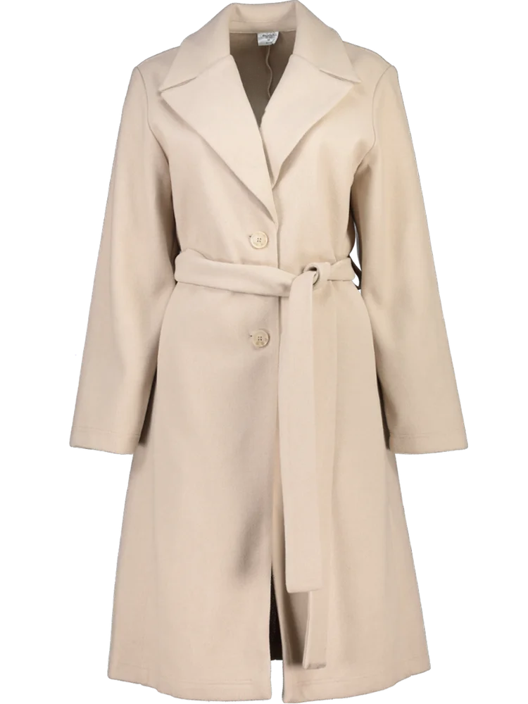Cream Belted Wrap Coat – PEP Online