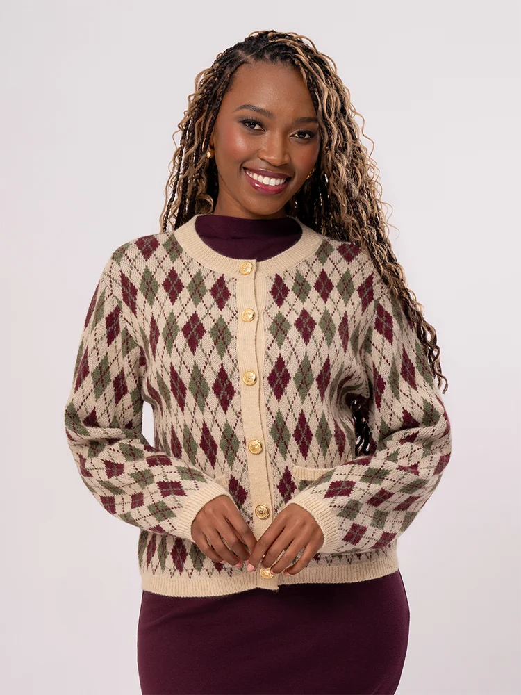 Argyle Pattern Button Up Cardigan – PEP Online