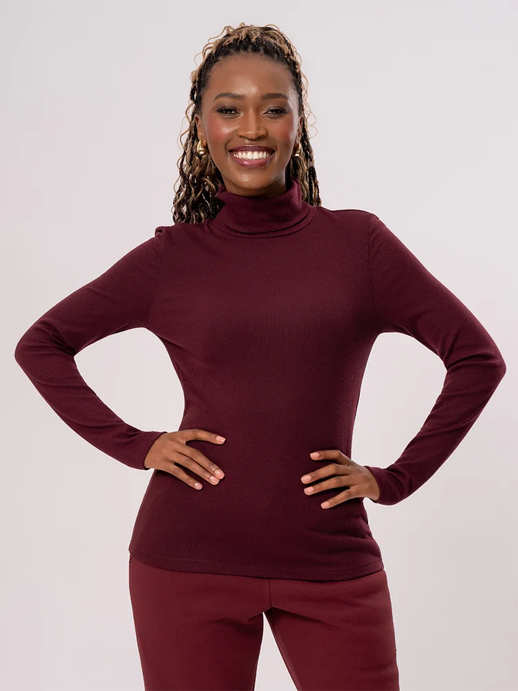 Ribbed Long Sleeve Turtleneck Top – PEP Online