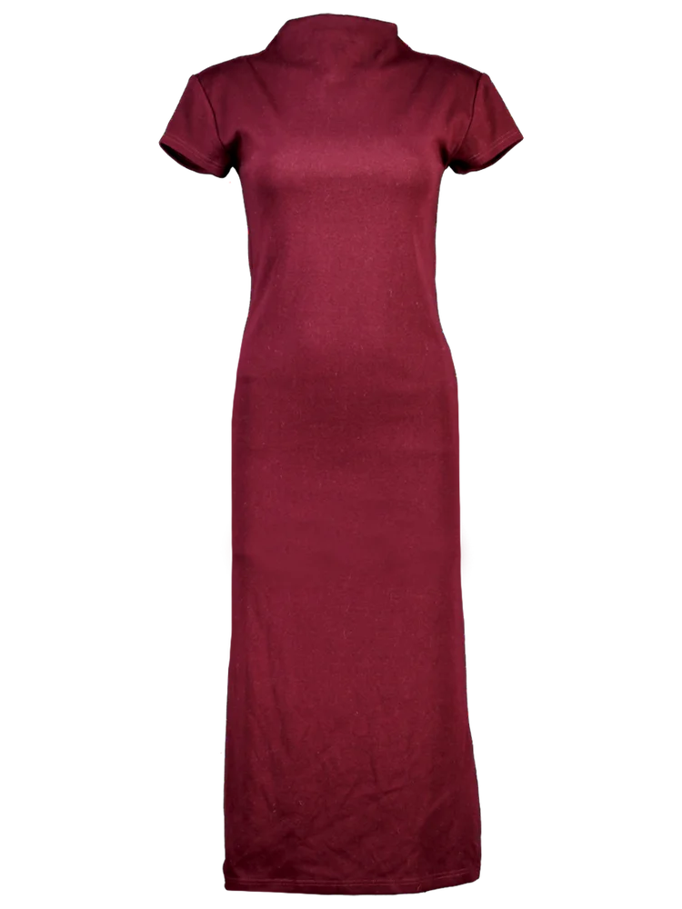 Burgundy High Neck Bodycon Dress PEP Online Burgundy High Neck Bodycon Dress PEP Online