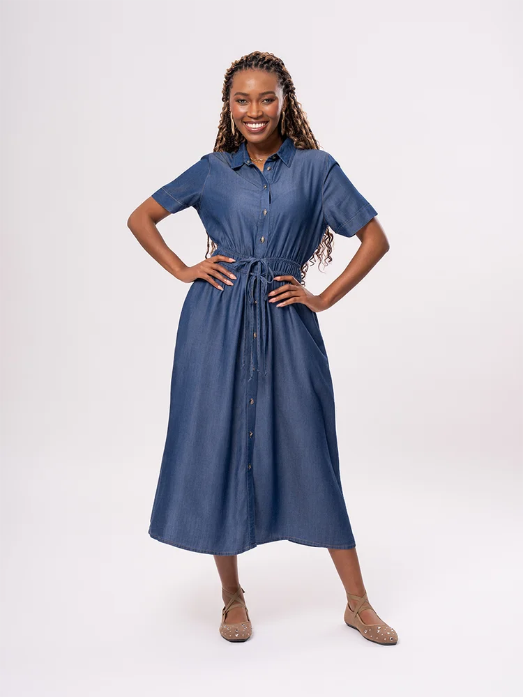 Button Down Denim Dress – PEP Online