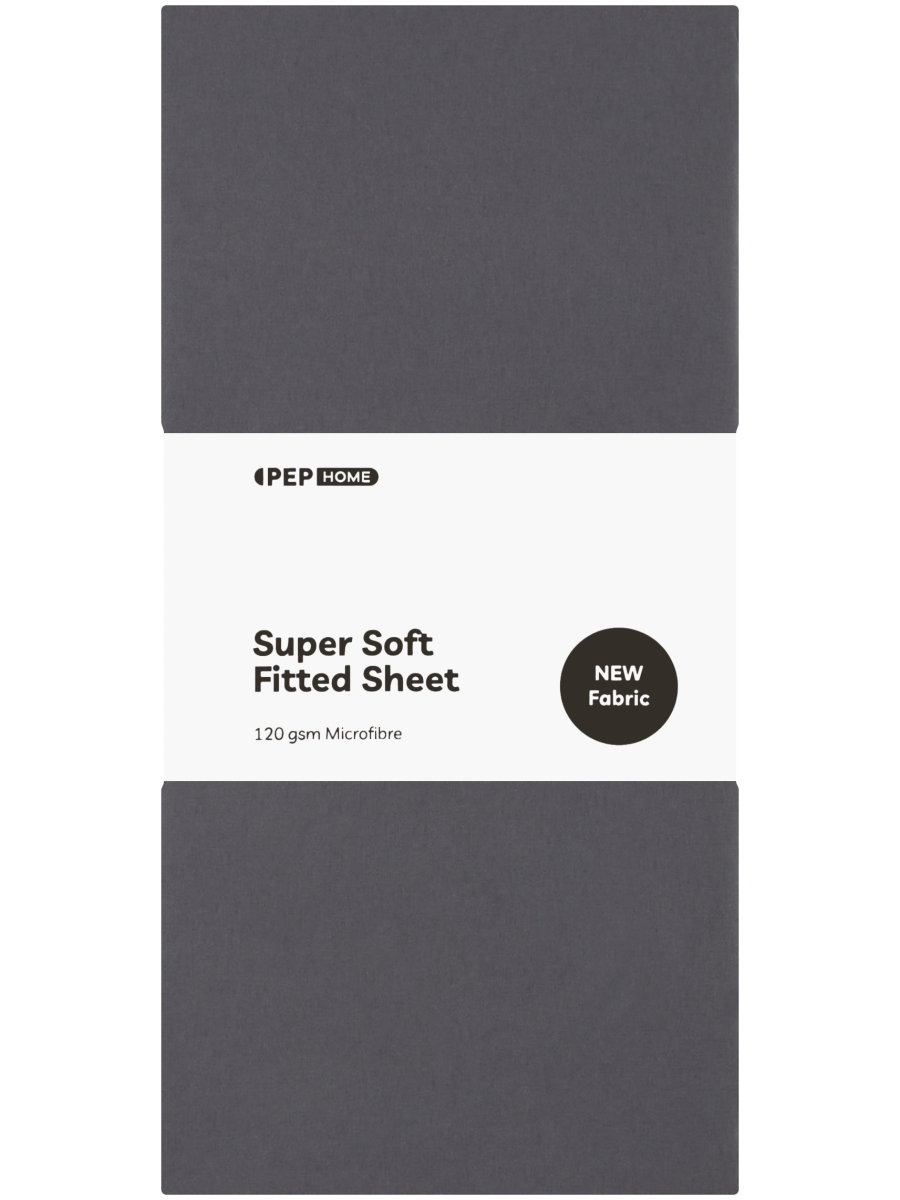 King Super Charcoal Soft Fitted Sheet